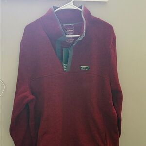 L.L. Bean Men’s Burgundy Zip-Neck Fleece Pullover